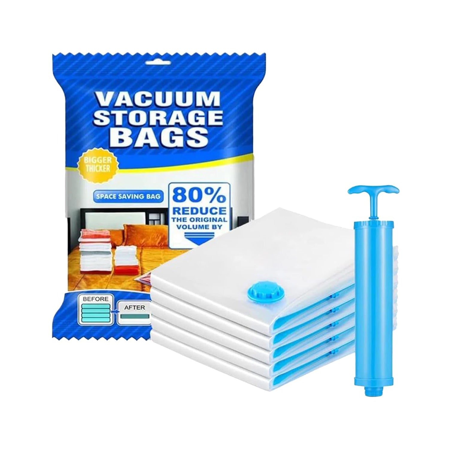 17826 Vacuum Storage Bags with Suction Pump & Shirt clips - Vacuum Bags - Big Capacity Vacuum Seal Bags for Travel Clothes Blankets Pillows, Compression Bags | Space Saver Vacuum Storage Bags (5 Pcs Set) 17826 Vacuum Storage Bags with Suction Pump & Shirt clips - Vacuum Bags - Big Capacity Vacuum Seal Bags for Travel Clothes Blankets Pillows, Compression Bags | Space Saver Vacuum Storage Bags (5 Pcs Set)